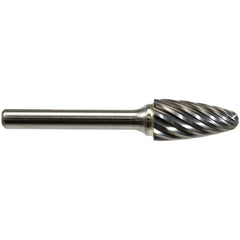 Burrs; Head Material: Solid Carbide; Head Shape: Tree with Radius; Tooth Style: Steel Cut; Shank Diameter (Decimal Inch): 1/4; Length of Cut (Decimal Inch): 1.0000; Overall Length (Inch): 2-3/4; Head Length (Decimal Inch): 1.0000; Head Coating: None; Head