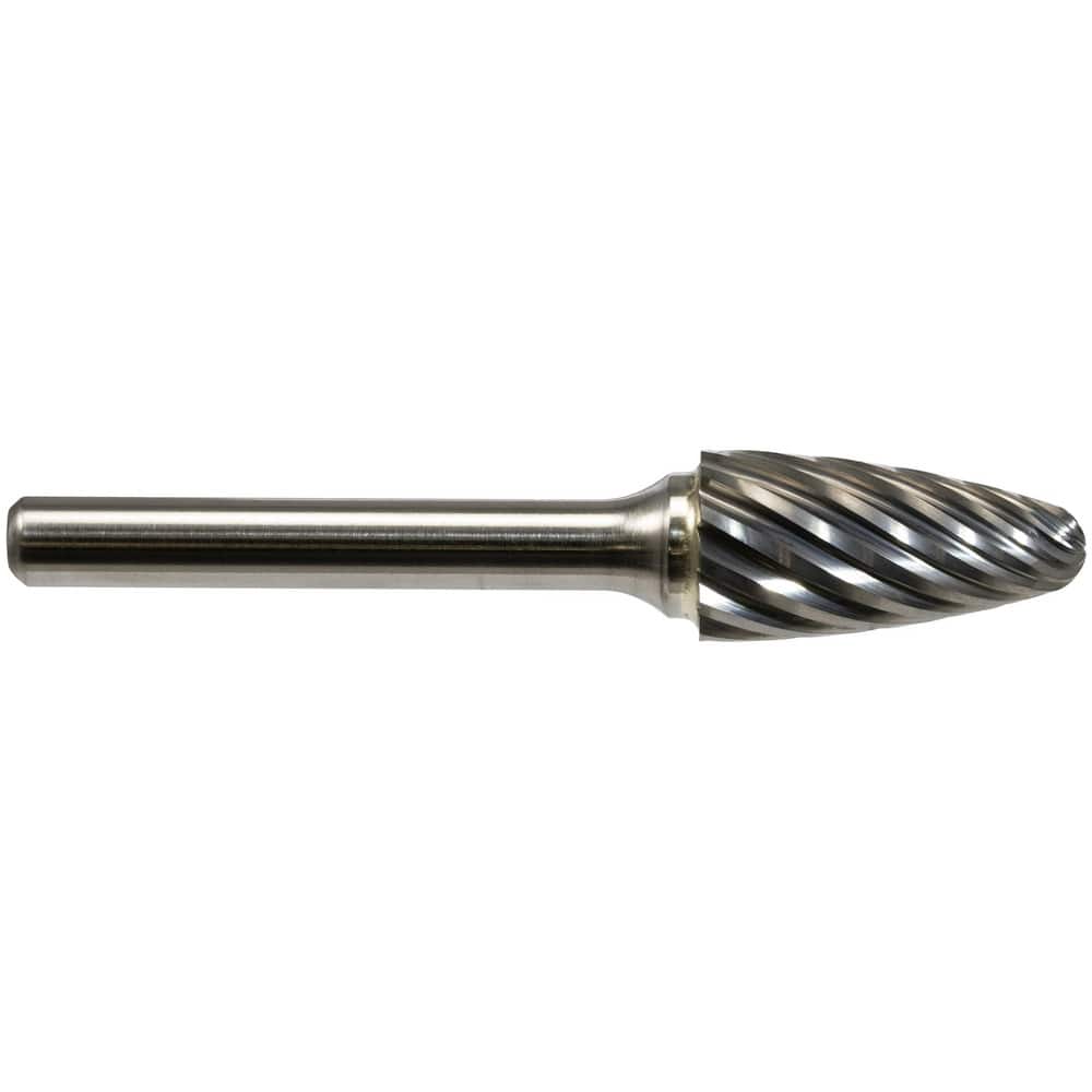Burrs; Head Material: Solid Carbide; Head Shape: Tree with Radius; Tooth Style: Steel Cut; Shank Diameter (Decimal Inch): 1/4; Length of Cut (Inch): 3/4; Overall Length (Inch): 2-1/2; Head Length (Decimal Inch): 0.7500; Head Coating: None; Head Length (mm