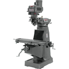 Jet - 9" Table Width x 49" Table Length, Variable Speed Pulley Control, 3 Phase Knee Milling Machine - R8 Spindle Taper, 3 hp - Exact Industrial Supply