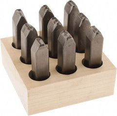 C.H. Hanson - 9 Piece, 5/8" Character Steel Stamp Set - Figures, Heavy Duty - Exact Industrial Supply