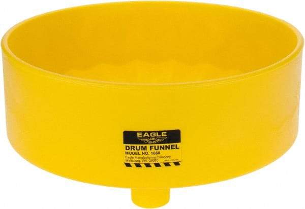 Eagle - 7" High x 18" Diam, Polyethylene, Drum Funnel - 30 to 55 Gal Drum/Pail Capacity - Exact Industrial Supply