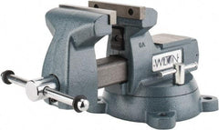 Wilton - 6" Jaw Width x 5-3/4" Jaw Opening Capacity, 4-1/8" Throat Depth, Bench & Pipe Combination Vise - 1/4 to 3-1/2" Pipe Capacity, Swivel Base, Bolt Down Attachment, Ductile Iron - Exact Industrial Supply