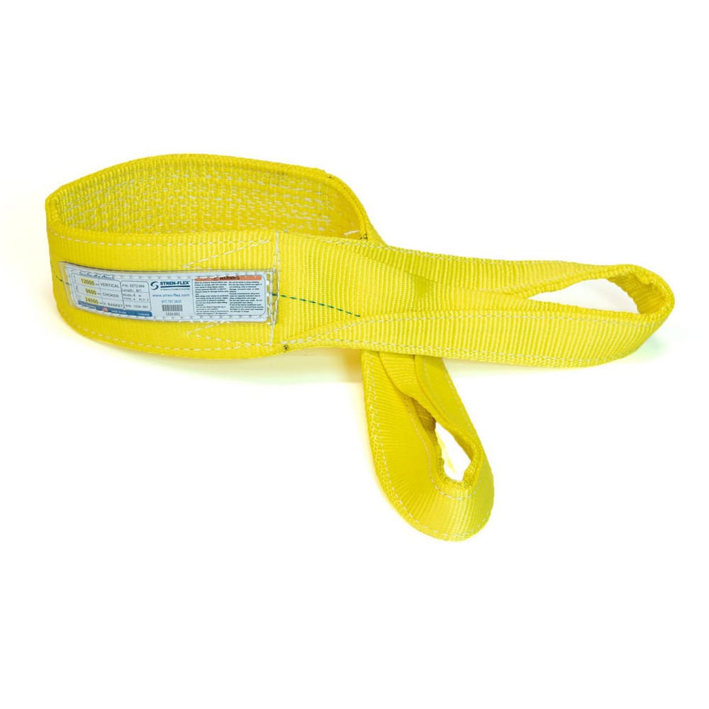 Slings & Tiedowns (Load-Rated); Sling Type: Eye & Eye; Length (Feet): 14; Vertical Capacity (Lb.): 11500; Choker Capacity (Lb.): 9200; Width (Inch): 4; Basket Capacity (Lb.): 23000; Eye Type: Twisted Eye; Sling Material: Polyester; Sling Width: 4 in; Eye