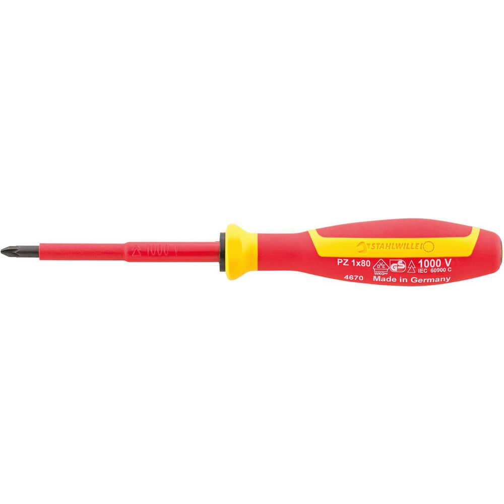 Precision & Specialty Screwdrivers; Tool Type: Pozidriv Screwdriver; Blade Length (mm): 2; Shaft Length: 60 mm; Handle Length: 145 mm; Handle Color: Yellow; Orange; Finish: Gunmetal; Body Material: Chrome Alloy Steel; Insulated: Yes; Overall Length (Inch)