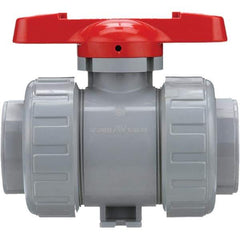 Asahi/America - 2-1/2" Pipe, Standard Port, CPVC True Union Design Ball Valve - Inline - Two Way Flow, Threaded Ends, Tee Handle, 150 WOG - Exact Industrial Supply