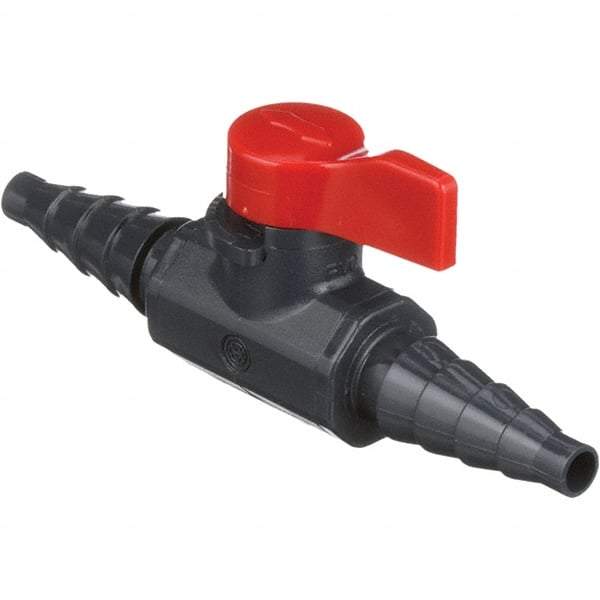 Asahi/America - 1/4" Pipe, Full Port, PVC Ball Valve - 1 Piece, Hose x Hose Ends, Tee Handle, 150 WOG - Exact Industrial Supply