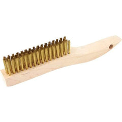 Brush Research Mfg. - 4 Rows x 16 Columns Stainless Steel Scratch Brush - 4-3/4" Brush Length, 10" OAL, 1 Trim Length, Wood Shoe Handle - Exact Industrial Supply