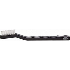 Brush Research Mfg. - 3 Rows x 7 Columns Nylon Scratch Brush - 1/2" Brush Length, 7-1/4" OAL, 1/2 Trim Length, Wood Curved Back Handle - Exact Industrial Supply