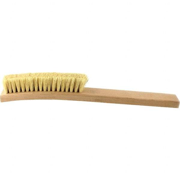 Brush Research Mfg. - 4 Rows x 18 Columns Tampico Scratch Brush - 5-3/4" Brush Length, 13-3/4" OAL, 1 Trim Length, Wood Curved Back Handle - Exact Industrial Supply