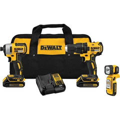 DeWALT - Cordless Tool Combination Kits Voltage: 20 Tools: Compact Drill/Driver; 1/4" Impact Driver; LED Light - Exact Industrial Supply