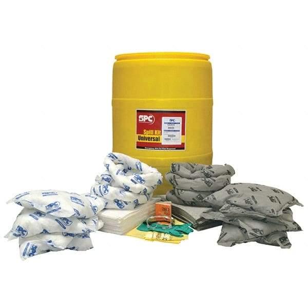 Brady SPC Sorbents - 38 Gal Capacity Oil Only & Universal Spill Kit - 55 Gal Polyethylene Drum - Exact Industrial Supply