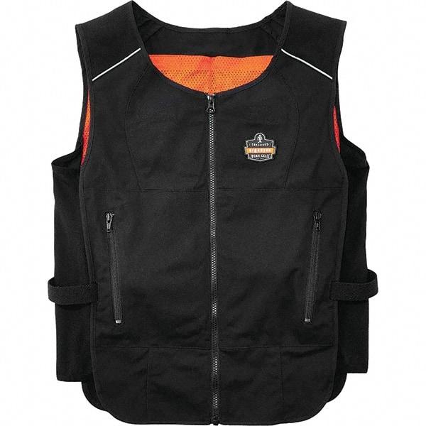 Ergodyne - Size S/M, Black Cooling Vest - 32 to 40" Chest, Zipper, Poly-Cotton - Exact Industrial Supply