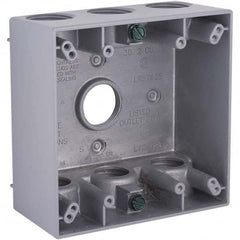 Hubbell-Raco - 4-1/2 x 4-1/2 x 2-1/4" Aluminum Square Weather Resistant Outlet Box - Exact Industrial Supply