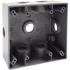 Hubbell-Raco - 4-1/2 x 4-1/2 x 2-1/4" Aluminum Square Weather Resistant Outlet Box - Exact Industrial Supply