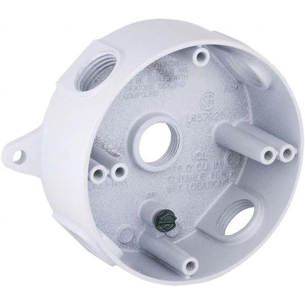 Hubbell-Raco - 5-1/4 x 4.203 x 1-5/8" Aluminum Round Weather Resistant Outlet Box - Exact Industrial Supply