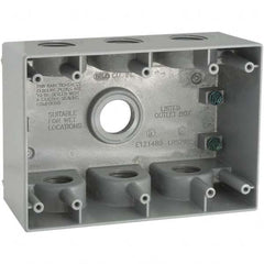 Hubbell-Raco - 4-1/2 x 6-3/8 x 2.781" Aluminum Rectangular Weather Resistant Outlet Box - Exact Industrial Supply