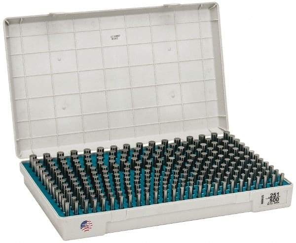 Meyer Gage - 250 Piece, 0.251-0.5 Inch Diameter Plug and Pin Gage Set - Minus 0.0001 Inch Tolerance, Class Z - Exact Industrial Supply