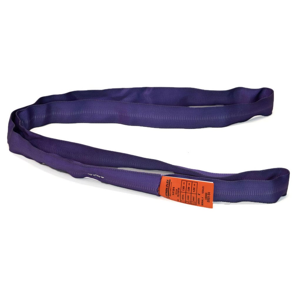 Slings & Tiedowns (Load-Rated); Sling Type: Round; Length (Feet): 4; Vertical Capacity (Lb.): 2600; Choker Capacity (Lb.): 2080; Width (Inch): 1-1/2; Basket Capacity (Lb.): 5200; Eye Type: No Eye; Sling Material: Polyester; Sling Width: 1.5 in; Sling Diam