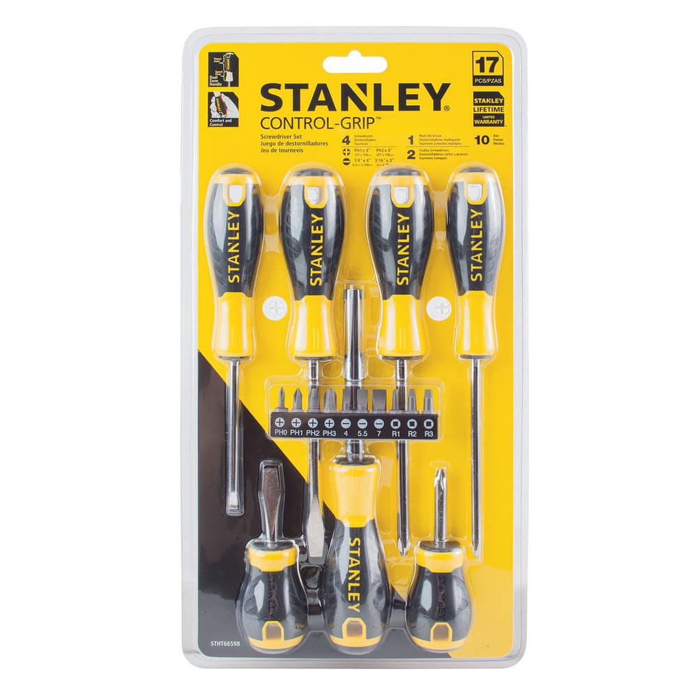 Screwdriver Sets; Screwdriver Types Included: Philips , Slotted; Stubby; Container Type: Carded; Slotted Point Size: 0.188 in; 0.25 in; Tether Style: Not Tether Capable; Finish: Black Oxide; Chrome Plated; Overall Length (Decimal Inch): 4.0000; Insulated: