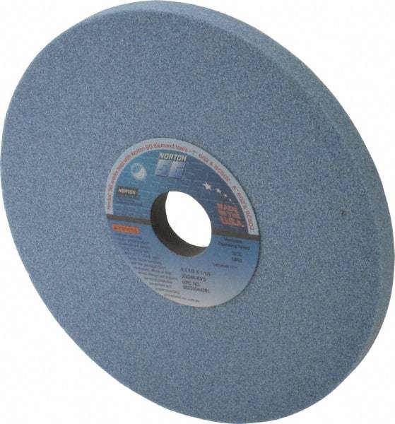 Norton - 8" Diam x 1-1/4" Hole x 1/2" Thick, K Hardness, 46 Grit Surface Grinding Wheel - Ceramic, Type 1, Coarse Grade, 3,600 Max RPM, Vitrified Bond, No Recess - Exact Industrial Supply