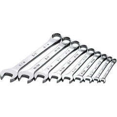 SK - 9 Piece, 1/4 to 3/4", Combination Wrench Set - Inch System of Measurement, Chrome Finish - Exact Industrial Supply