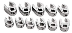 SK - 11 Piece 3/8" Drive Flare Nut Crowfoot Wrench Set - 9 to 19mm, with Tray - Exact Industrial Supply