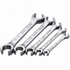 SK - 5 Piece, 1/4 x 5/16 to 3/4 x 7/8", Flare Nut Wrench Set - Inch System of Measurement, Chrome Finish - Exact Industrial Supply