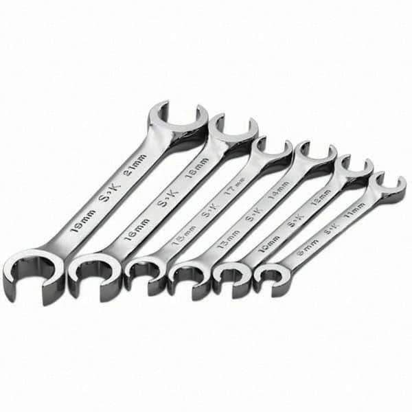 SK - 6 Piece, Flare Nut Wrench Set - Metric System of Measurement, Chrome Finish - Exact Industrial Supply