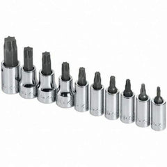 SK - 10 Piece Torx Bit Socket Set - Comes in Rail - Exact Industrial Supply