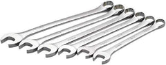 SK - 6 Piece, 25mm to 32mm, 12 Point Combination Wrench Set - Metric Measurement Standard, Full Polish Chrome Finish, Comes in Roll-Up Pouch - Exact Industrial Supply