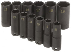 SK - 12 Piece 3/8" Drive Deep Well Impact Socket Set - Exact Industrial Supply