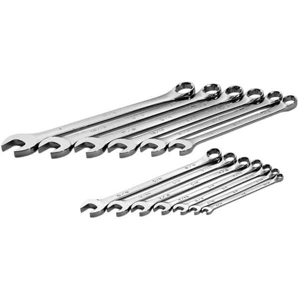 SK - 13 Piece, 1/4 to 1", Combination Wrench Set - Inch System of Measurement, Chrome Finish - Exact Industrial Supply