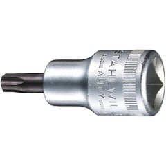 Hand Hex & Torx Bit Sockets; Socket Type: Torx Bit Socket; Drive Size (Fractional Inch): 1/2; Hex Size (mm): 0.000; Torx Size: T27; Bit Length (mm): 17.00; Insulated: No; Tether Style: Not Tether Capable; Material: Chrome Alloy Steel; Finish: Chrome-Plate