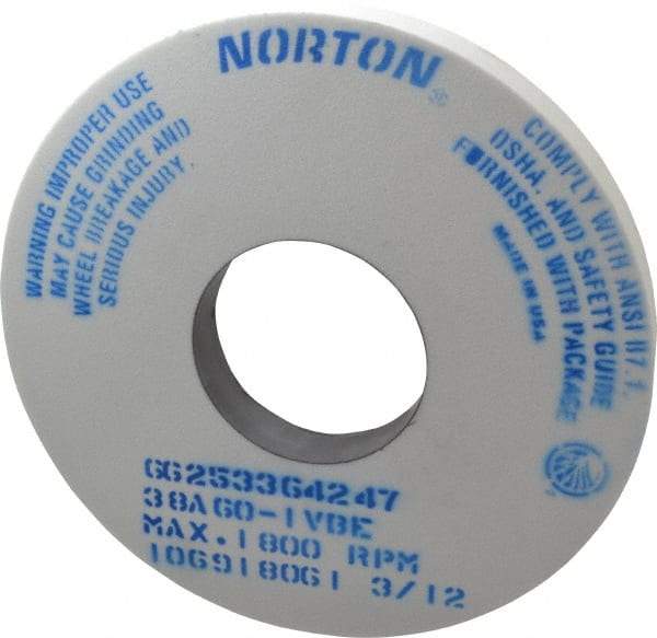 Norton - 14" Diam x 5" Hole x 1-1/2" Thick, I Hardness, 60 Grit Surface Grinding Wheel - Aluminum Oxide, Type 1, Medium Grade, 1,800 Max RPM, Vitrified Bond, No Recess - Exact Industrial Supply