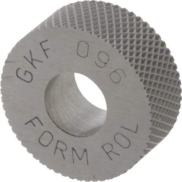 Value Collection - 5/8" Diam, 80° Tooth Angle, Standard (Shape), Form Type High Speed Steel Female Diamond Knurl Wheel - 1/4" Face Width, 1/4" Hole, 96 Diametral Pitch, 30° Helix, Bright Finish, Series GK - Exact Industrial Supply