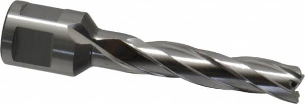 Annular Cutter: 7/16″ Dia, 2″ Depth of Cut, High Speed Steel 3/4″ Shank Dia, Weldon Flat Shank, 2 Flats, Bright/Uncoated