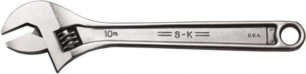 SK - 1-1/8" Jaw Capacity, 10" Standard Adjustable Wrench - Steel, Chrome Finish, 10" OAL - Exact Industrial Supply
