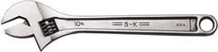 SK - 1-1/8" Jaw Capacity, 10" Standard Adjustable Wrench - Steel, Chrome Finish, 10" OAL - Exact Industrial Supply