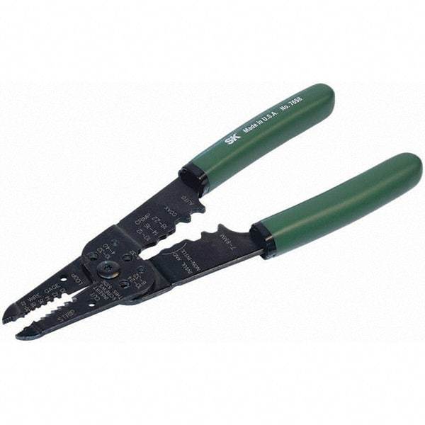 SK - Wire & Cable Strippers - 8" W/CUSHION GRIP CRIMPING/STRIPPING PLIER - Exact Industrial Supply