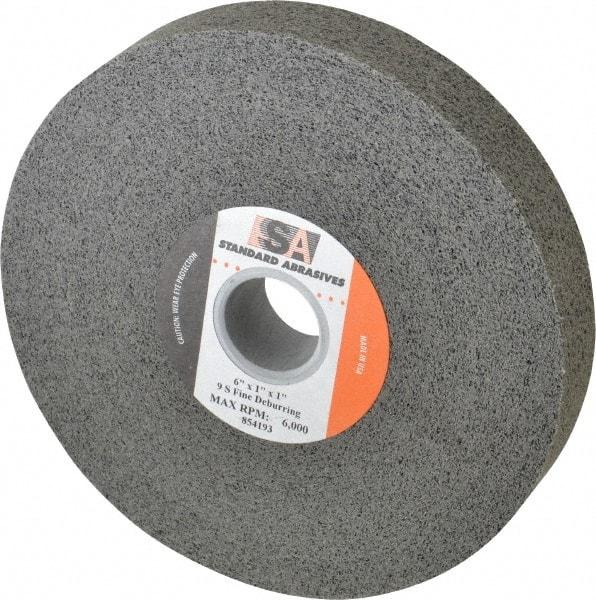 Standard Abrasives - 6" Diam, 1" Center Hole, Fine Grade, Silicon Carbide Deburring Wheel - Convolute, Density 9 Hard, 6,000 RPM - Exact Industrial Supply