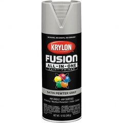 Acrylic Enamel Spray Paint: Pewter Gray, Satin, 12 oz Use on Spray