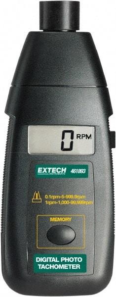 Extech - Accurate up to 0.05%, Noncontact Tachometer - 6.7 Inch Long x 2.8 Inch Wide x 1-1/2 Inch Meter Thick, 5 to 99,999 RPM Measurement - Exact Industrial Supply