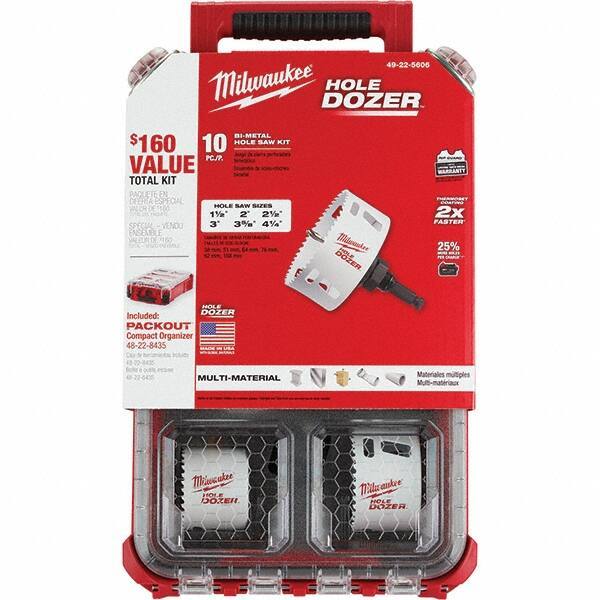 Milwaukee Tool - Hole Saw Kits Minimum Saw Diameter (Inch): 1-1/2 Maximum Saw Diameter (Inch): 4-1/4 - Exact Industrial Supply