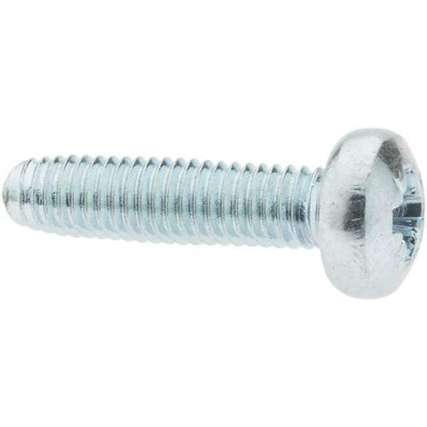 M4x0.7 Coarse 6mm Long Phillips Thread Cutting Screw 12L14 Steel, Pan Head, Self Drilling Point, Zinc-Plated