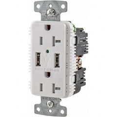 Hubbell Wiring Device-Kellems - USB Receptacles Number of USB Ports: 2 Number of Receptacles: 2 - Exact Industrial Supply