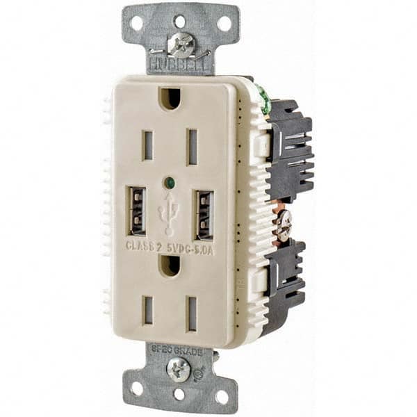 Hubbell Wiring Device-Kellems - USB Receptacles Number of USB Ports: 2 Number of Receptacles: 2 - Exact Industrial Supply