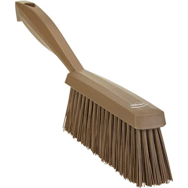 Vikan - 14" OAL, Polyester Staple Set Bench Brush - 2" Bristle Length, 6-3/8" Long Head, Straight Polypropylene Handle, Brown - Exact Industrial Supply