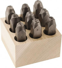 C.H. Hanson - 9 Piece, 3/8" Character Steel Stamp Set - Figures, Reverse - Exact Industrial Supply