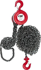 CM - 2,000 Lb Lifting Capacity, 15' Lift Height, Hand Hoist - Made from Chain, 37' Overhaul to Lift 1', 77 Lb Avg Pull to Lift Rated Load, 1 Chain - Exact Industrial Supply