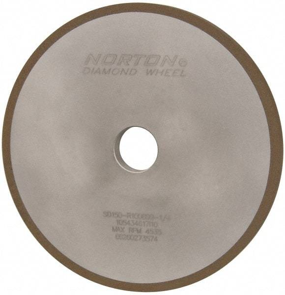 Norton - 8" Diam x 1-1/4" Hole x 1/2" Thick, 150 Grit Surface Grinding Wheel - Diamond, Type 1A1, Very Fine Grade, Resinoid Bond - Exact Industrial Supply